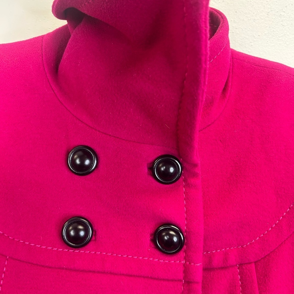 Fushia Parka Coat Fine Australian Lambswool Size 8 Fall Winter Outdoors Retro - Picture 9 of 16